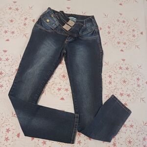 Bling Sparkle Jeans Brazilian  Size 44 Faux Belt Stretch